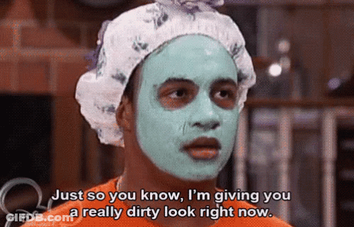 A Man With A Green Face Mask Says Just So You Know GIF