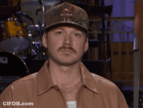A Man With A Hat And A Mustache Is Wearing A Brown Shirt GIF