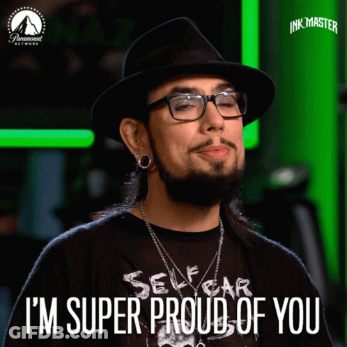 A Man With A Hat And Glasses Says I 'M Super Proud Of You GIF