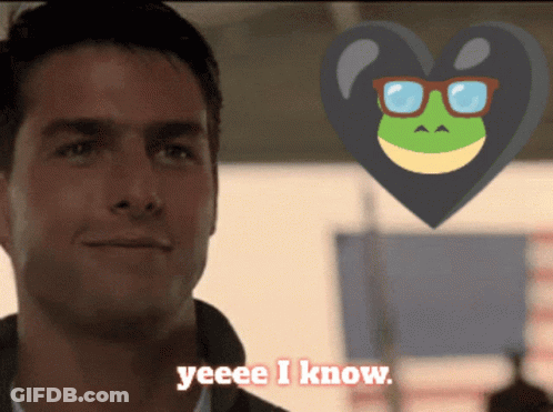 A Man With A Heart And A Frog With Glasses Says Yeeee I Know GIF