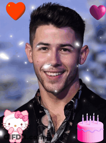 A Man With A Hello Kitty And A Birthday Cake GIF