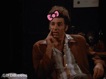 A Man With A Hello Kitty Bow On His Head Says That 'S True . GIF
