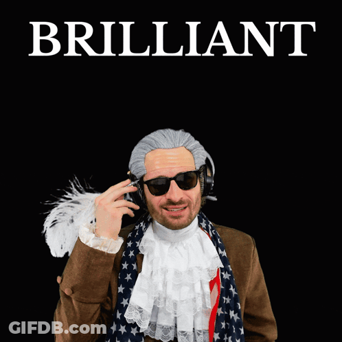 A Man With A Light Bulb And The Word Brilliant On The Bottom GIF