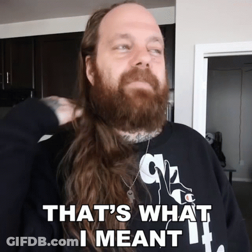 A Man With A Long Beard Is Wearing A Shirt That Says That 'S What I Meant GIF