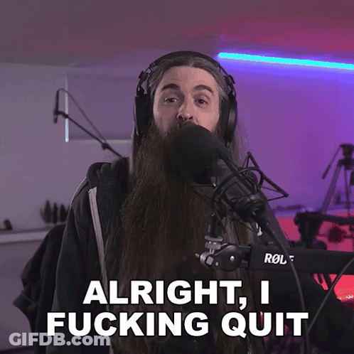 A Man With A Long Beard Stands In Front Of A Rode Microphone And Says Alright I Fucking Quit GIF
