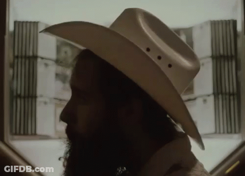 A Man With A Long Beard Wearing A Cowboy Hat GIF