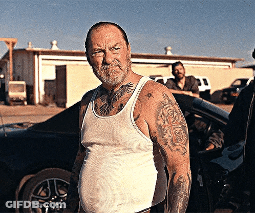 Man With Tattoos On Arms And Chest GIF