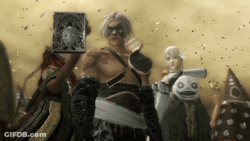 A Man With A Mask On His Face Holds A Book In His Hand GIF