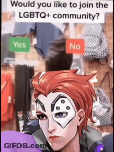 A Man With A Mask On His Face Is Asking If He Would Like To Join The Lgbtq Community GIF