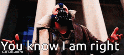 A Man With A Mask On His Face Says " You Know I Am Right " GIF