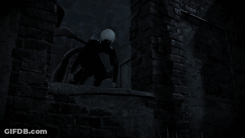 A Man With A Mask On Is Standing Next To A Brick Wall GIF