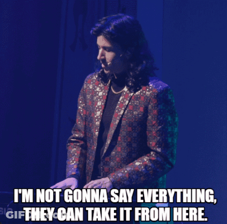 A Man With A Microphone In His Ear Says I 'M Not Gonna Say Everything They Can Take It From Here GIF
