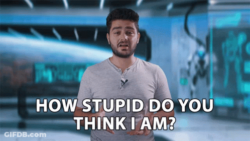 A Man With A Microphone On His Neck Is Asking How Stupid Do You Think I Am GIF