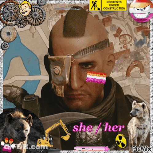 A Man With A Mohawk Is Surrounded By Animals And A Sign That Says Contents Under Construction GIF
