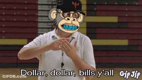 A Man With A Monkey On His Face Says Dollar Dollar Bills Y'all GIF