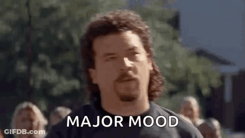 Man With Mullet And Beard Saying Major Mood GIF
