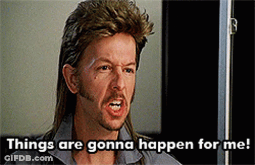 A Man With A Mullet And A Beard Is Saying Things Are Gonna Happen For Me GIF