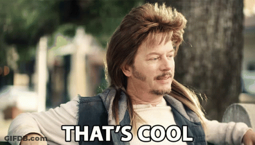 A Man With A Mullet And The Words That 'S Cool GIF