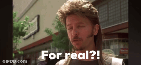 A Man With A Mullet Says " For Real " In Front Of A Building GIF