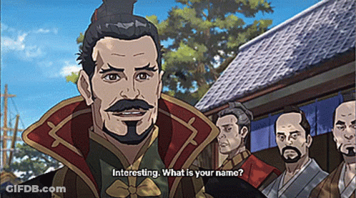 A Man With A Mustache And A Ponytail Says " Interesting What Is Your Name ? " GIF