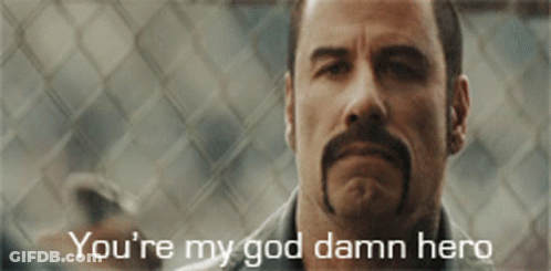 A Man With A Mustache And Beard Says You 'Re My God Damn Hero GIF
