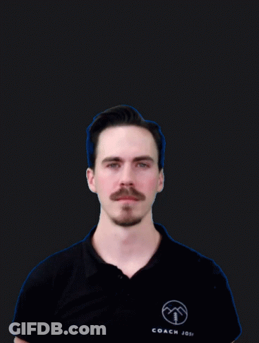 A Man With A Mustache Has A Blue Outline Around His Face GIF