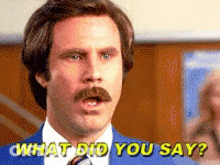 A Man With A Mustache In A Blue Suit Says " What Did You Say " GIF