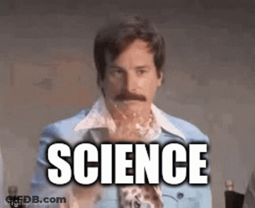A Man With A Mustache Is Holding A Piece Of Paper With The Word Science Written On It . GIF