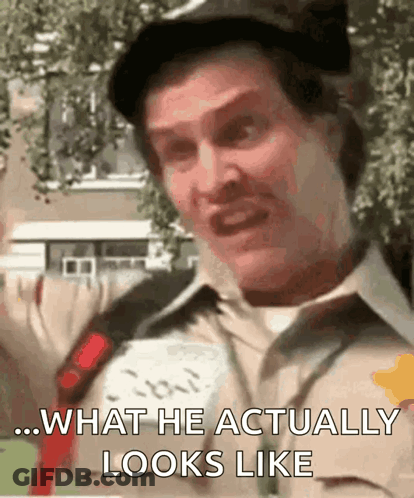 A Man With A Mustache Is Making A Funny Face And Saying What He Actually Looks Like . GIF