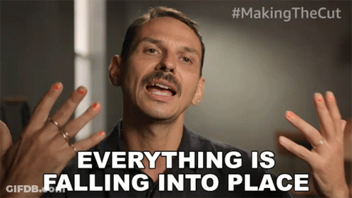 A Man With A Mustache Is Making A Funny Face And Says Everything Is Falling Into Place GIF