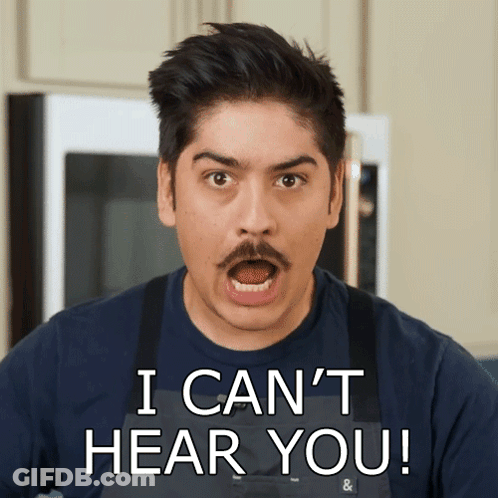 A Man With A Mustache Is Making A Funny Face And Says I Can 'T Hear You GIF