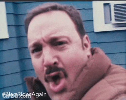A Man With A Mustache Is Making A Funny Face With The Hashtag #Blartridesagain GIF