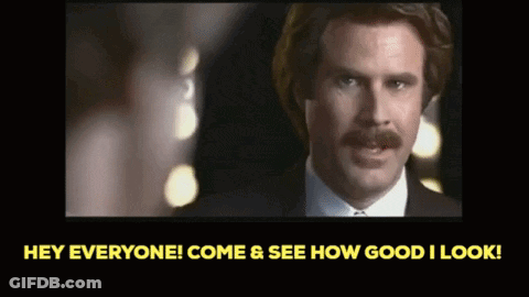 A Man With A Mustache Is Saying Hey Everyone Come & See How Good I Look GIF