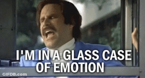 A Man With A Mustache Is Screaming Out Of A Window And Saying `` I 'M In A Glass Case Of Emotion '' GIF