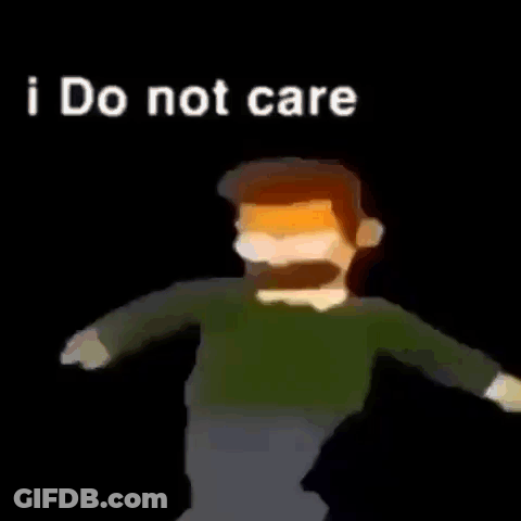 A Man With A Mustache Is Standing In Front Of A Black Background With The Words `` I Do Not Care '' Written On It . GIF