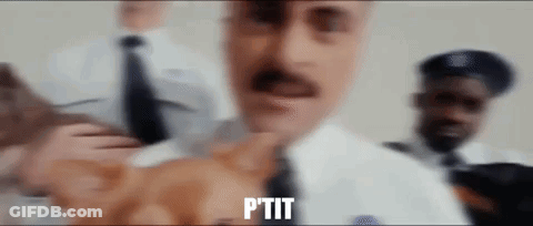 A Man With A Mustache Is Standing In Front Of A Group Of Police Officers And Says Ptit GIF