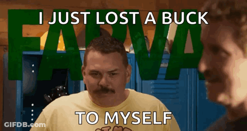 A Man With A Mustache Is Standing In Front Of A Sign That Says Farm GIF