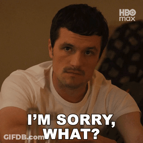 A Man With A Mustache Says I 'M Sorry What On A Screen GIF