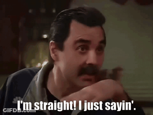 A Man With A Mustache Says " I 'M Straight ! I Just Sayin ' " GIF