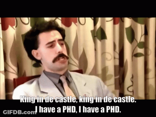 A Man With A Mustache Says " King In De Castle " GIF