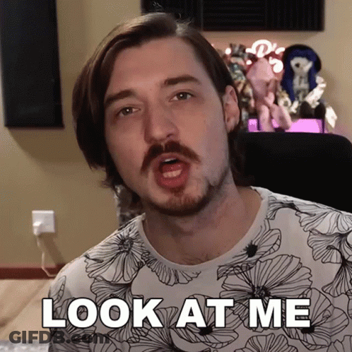 Man With Mustache Saying Look At Me GIF