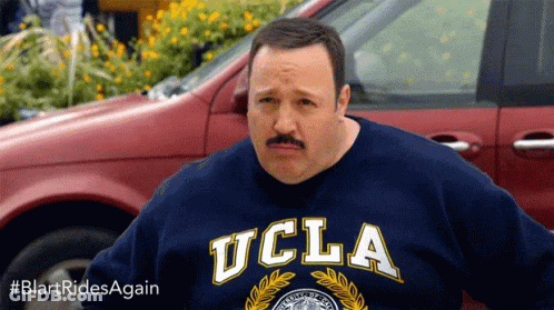 A Man With A Mustache Wearing A Blue Ucla Sweatshirt GIF
