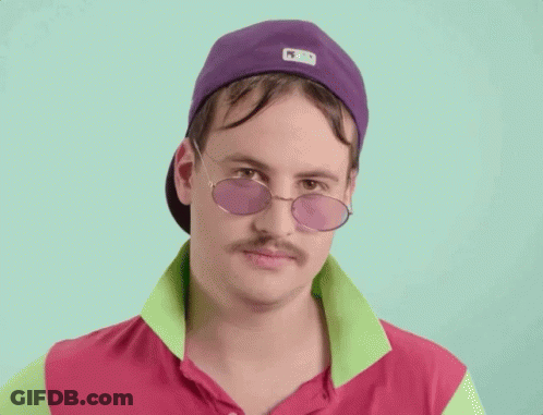 A Man With A Mustache Wearing Sunglasses And A Hat GIF