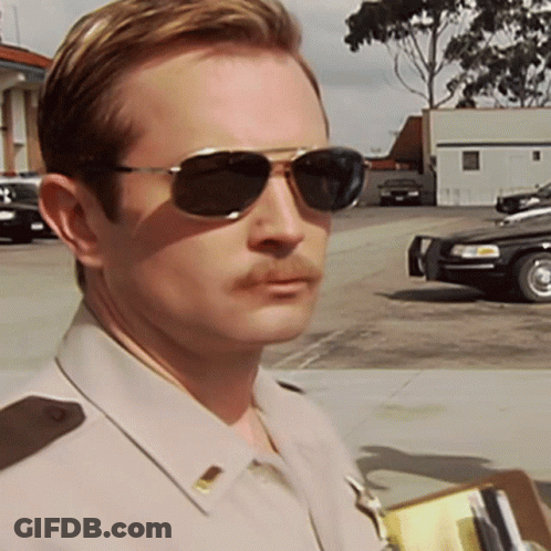 A Man With A Mustache Wearing Sunglasses And A Uniform GIF