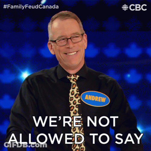 A Man With A Name Tag That Says Andrew Is Not Allowed To Say Anything GIF