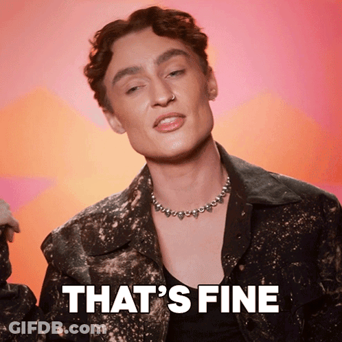A Man With A Necklace Says That 'S Fine On A Pink Background GIF