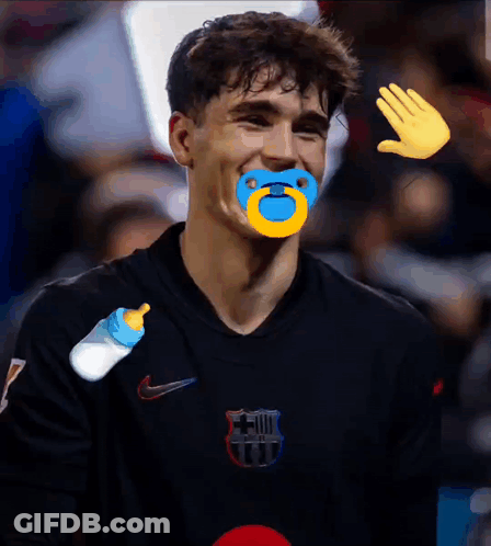 A Man With A Pacifier In His Mouth Is Wearing A Nike Jersey GIF