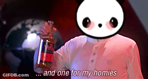 A Man With A Panda Head Is Holding A Bottle Of Tequila And One For My Homies GIF