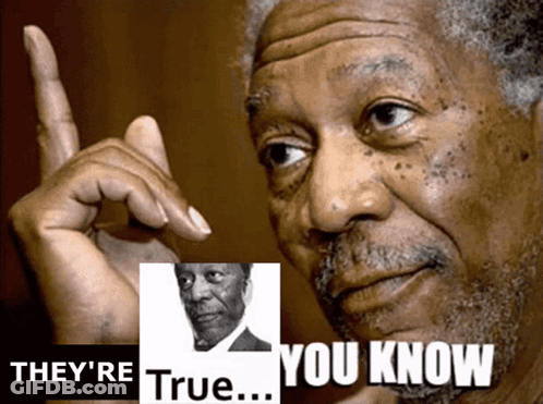 A Man With A Picture Of A Man And The Words " They 'Re True You Know " On The Bottom GIF