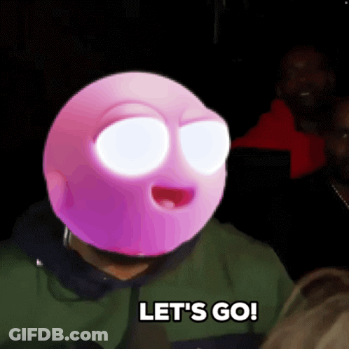 A Man With A Pink Ball On His Head And The Words Let 'S Go GIF